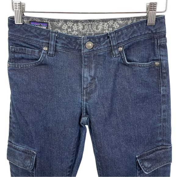 PATAGONIA Organic Cotton Stretch Slim Fit Midrise Indigo Cargo Jeans Size 25 - Picture 4 of 10